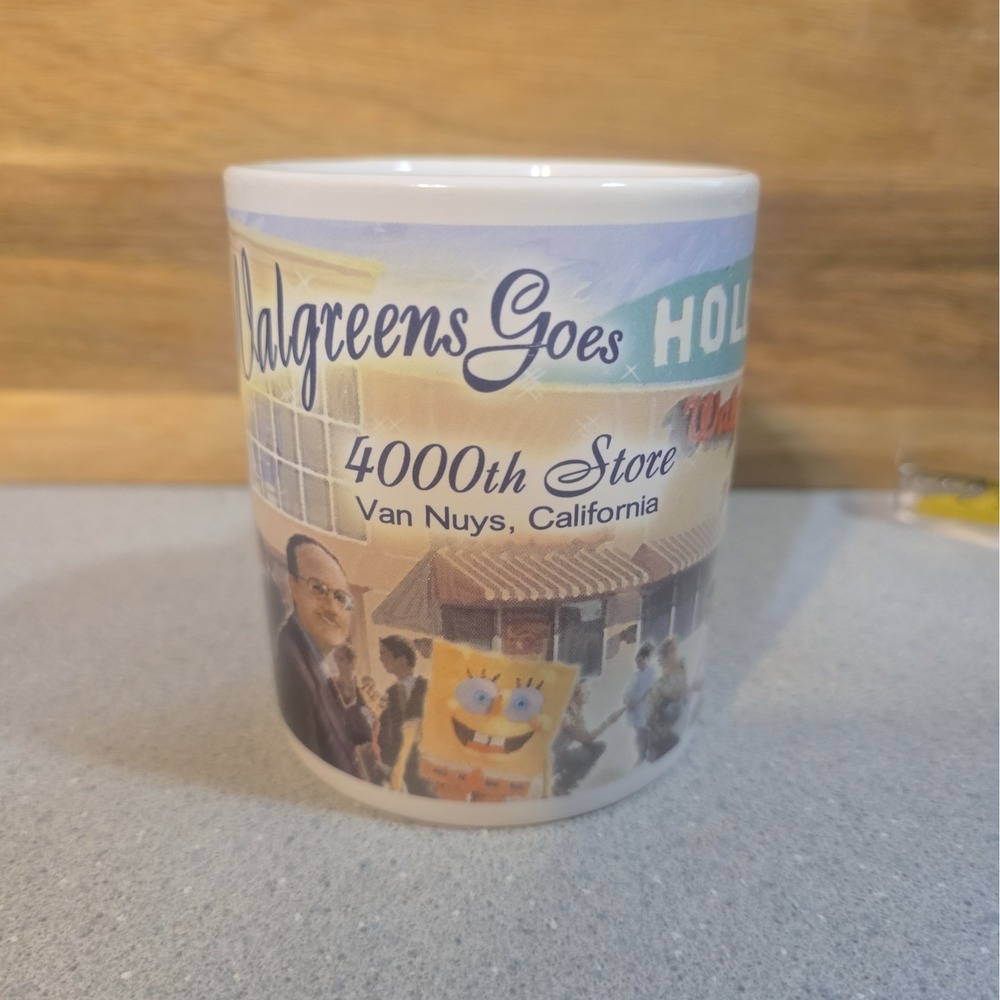 Walgreens Goes Hollywood Mug 4000th Store Ad w Spongebob Van Nuys Calif Graphic